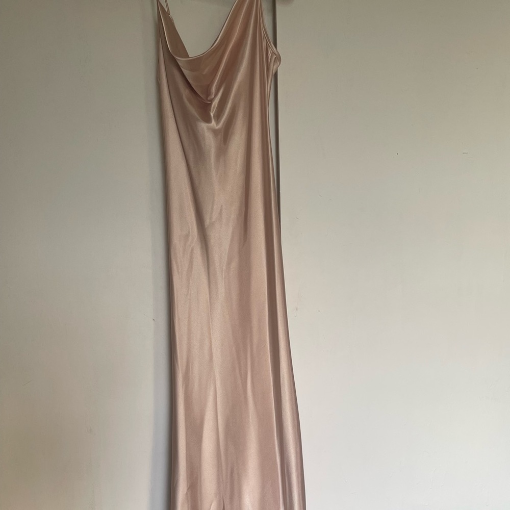Champagne Light Pink Maxi Satin dress!